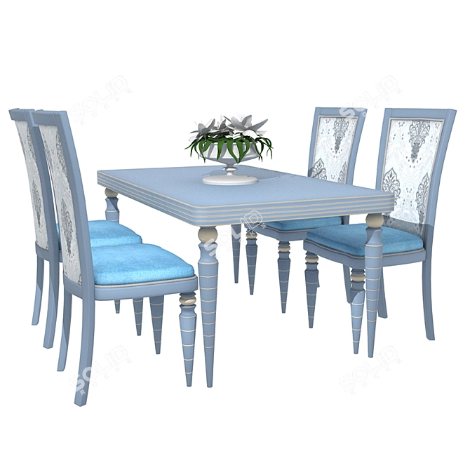 Sicilia Blue and Gold Table Set 3D model image 1