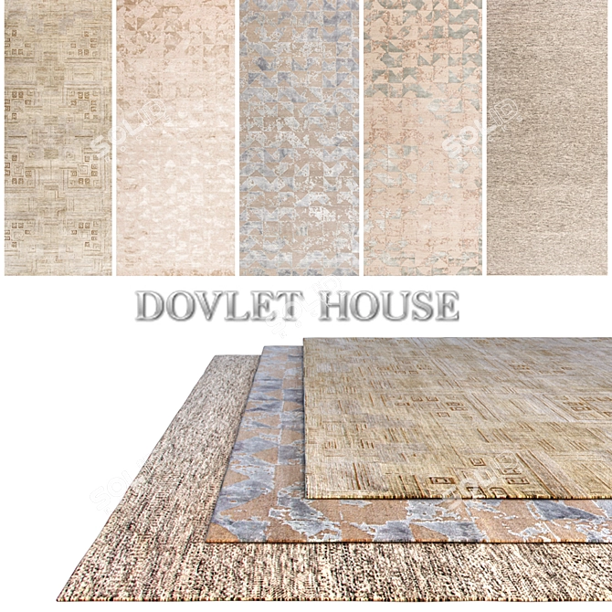 DOVLET HOUSE Carpets - Set of 5 (Part 250) 3D model image 1