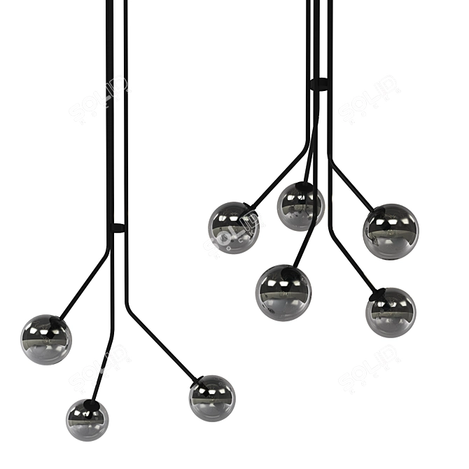 Sophisticated Black Smoke Pendant Lights 3D model image 1