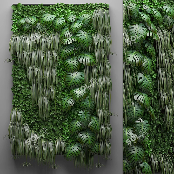 Modular Green Wall: Monstera Vertical Garden 3D model image 1