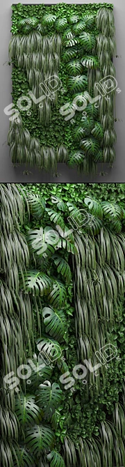 Modular Green Wall: Monstera Vertical Garden 3D model image 2