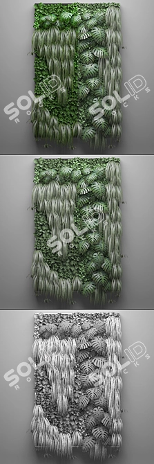 Modular Green Wall: Monstera Vertical Garden 3D model image 3