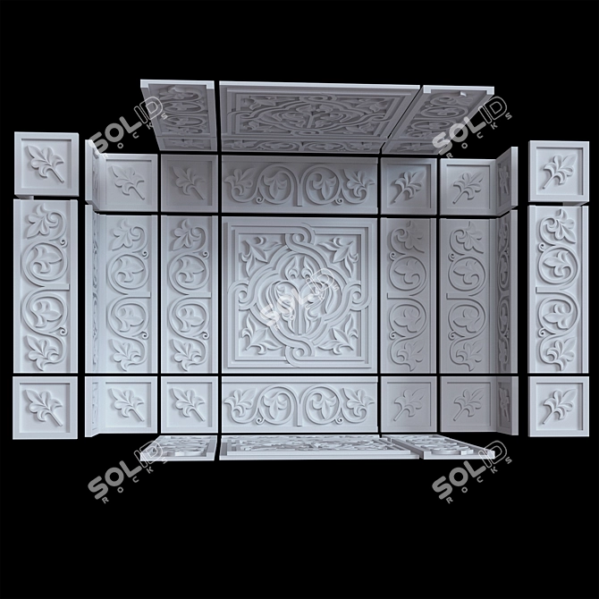 Title: Eastern Elegance Carved Decor 3D model image 1