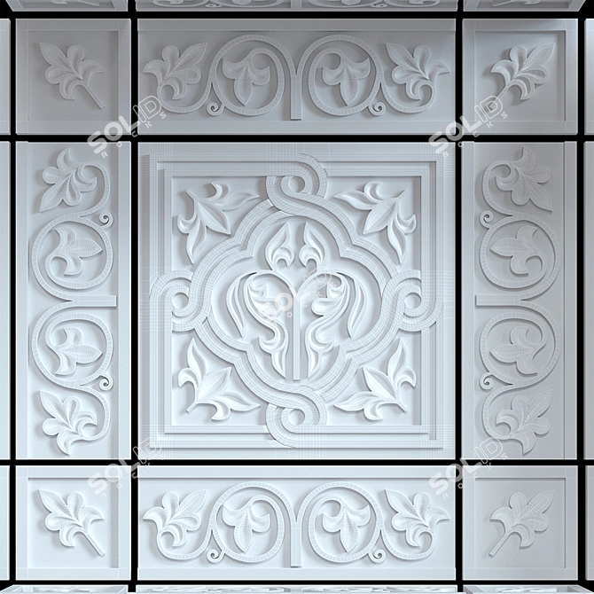 Title: Eastern Elegance Carved Decor 3D model image 2