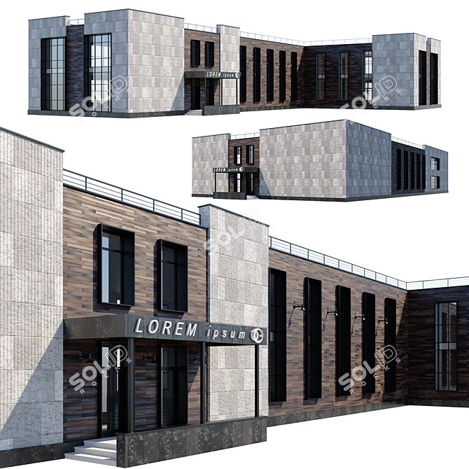 Modern Concrete and Composite Office 3D model image 2
