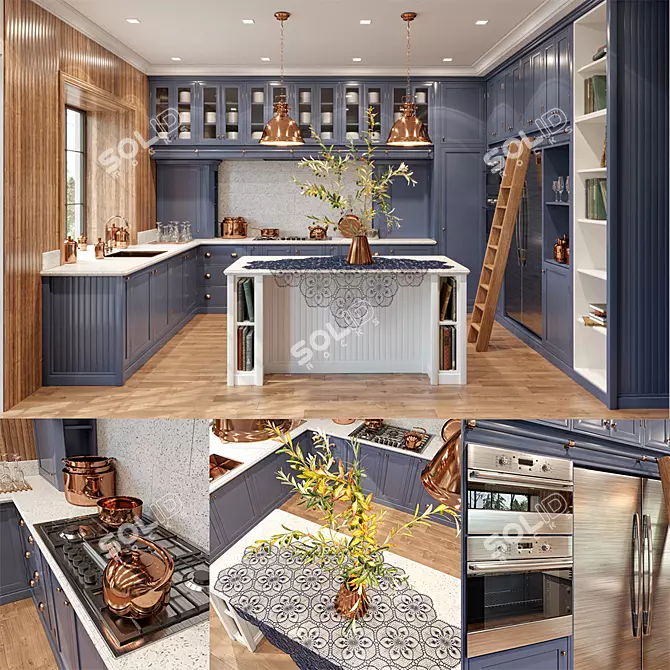 Elegant Crystal Palace Kitchen 3D model image 1