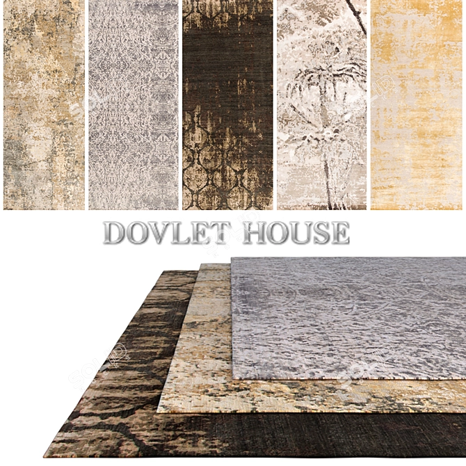 Title: DOVLET HOUSE Carpets - 5 Pieces (Part 258) 3D model image 1