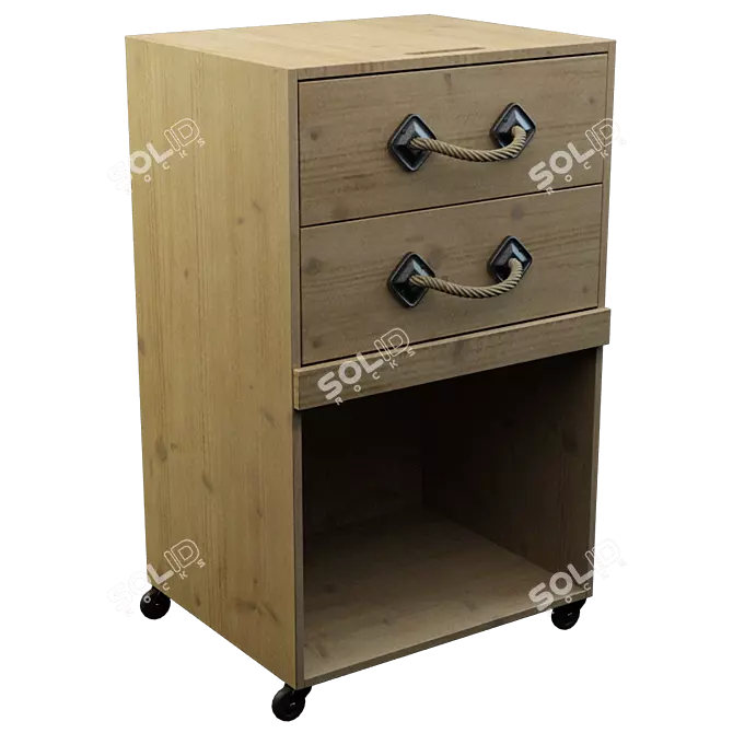 Compact 2-Drawer Bedside Table 3D model image 1