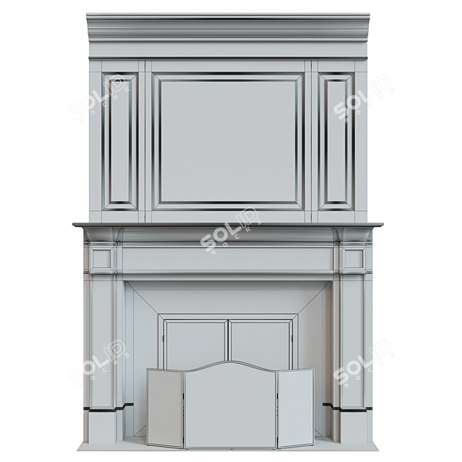 Classic Wooden Fireplace with Carvings 3D model image 3