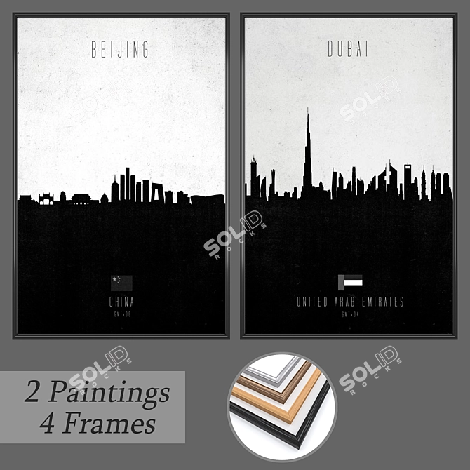 Contemporary Wall Art Set 3D model image 1