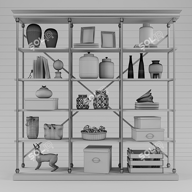 Stylish Decorative Shelving Set 3D model image 2