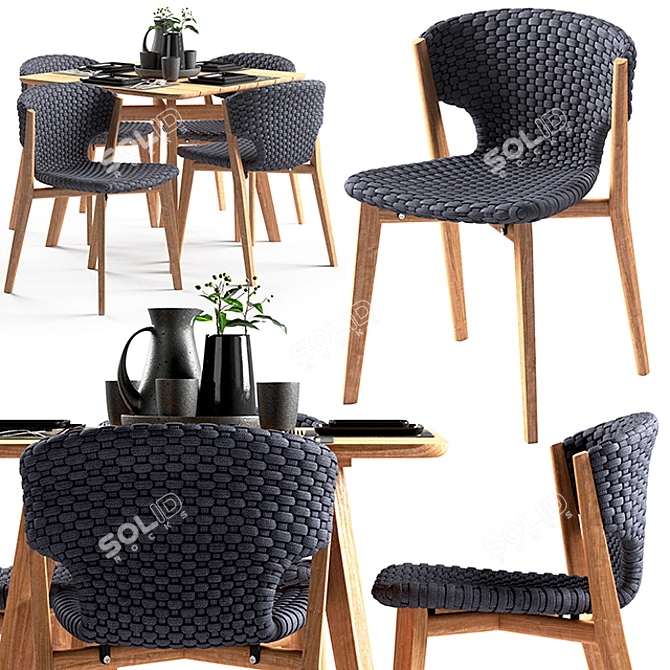 Ethimo Knit Teak Dining Set 3D model image 1