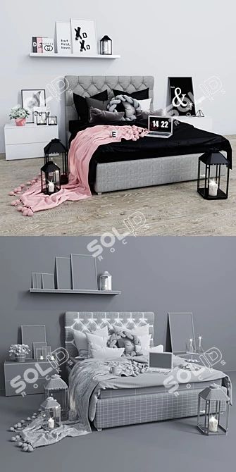 Stylish ML Bed: Modern Elegance 3D model image 3