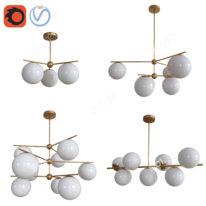 Modern Glass Sphere Chandelier 3D model image 1