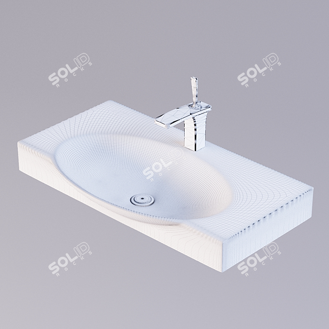 Sanita Luxe Infinity 75 Washbasin - No Splash Design 3D model image 2