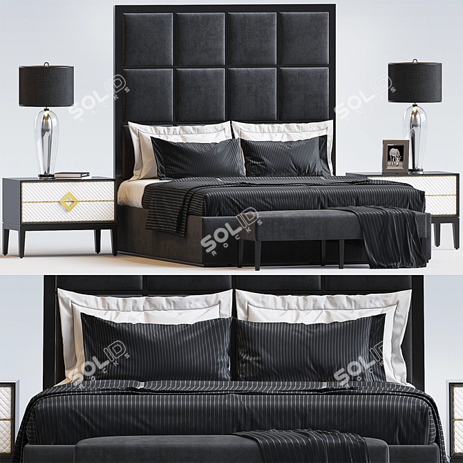 Elegant Bed Set with Sofa, Chair, and Accessories. 3D model image 1