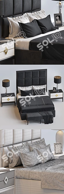 Elegant Bed Set with Sofa, Chair, and Accessories. 3D model image 2