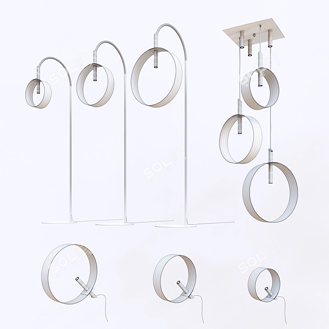 Title: RIFLESSI LED LOOP Collection - Stunning Fixture Set 3D model image 3