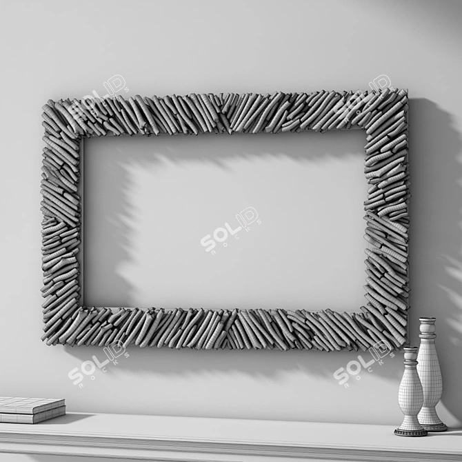 Rustic Coastal Driftwood Mirror 3D model image 2