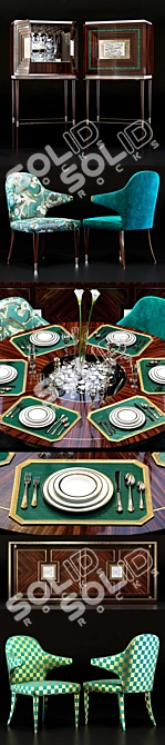 Modern Zanaboni Dining Set 3D model image 2