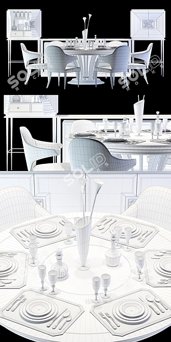 Modern Zanaboni Dining Set 3D model image 3