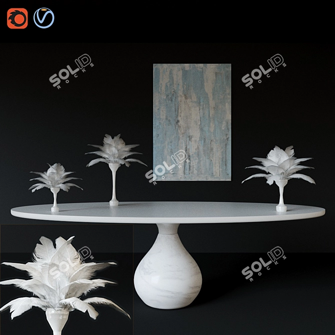 Aqua Contemporary Dining Table 3D model image 1