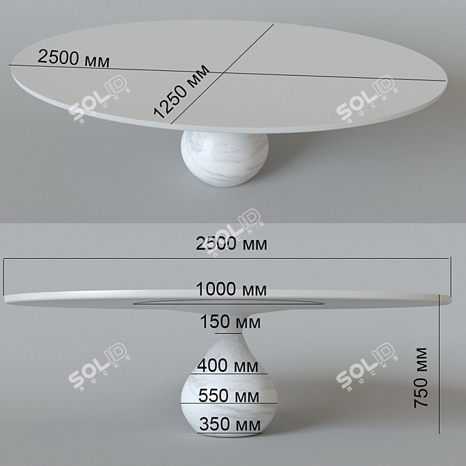 Aqua Contemporary Dining Table 3D model image 2