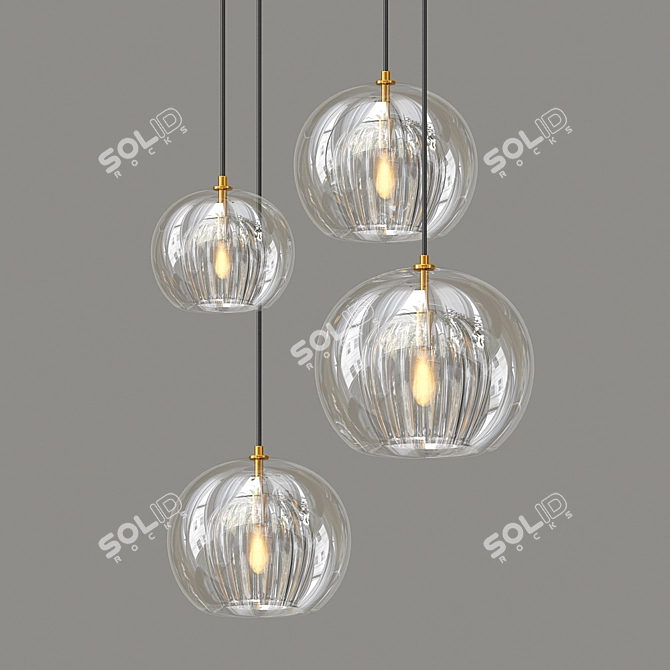 Glamour Crystal Pleated Pendant 3D model image 1