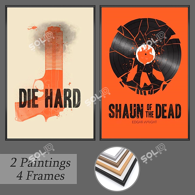 Abstract Art Set: 2 Paintings & 4 Frame Options 3D model image 1