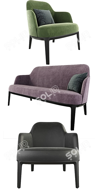 Poliform Jane Armchair Sofa Set 3D model image 2