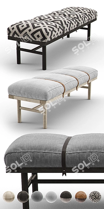 Safari Bench: Keystone Designer's Scandinavian Leather Seat 3D model image 2