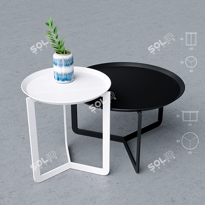 Modern Metal Side Table 3D model image 1