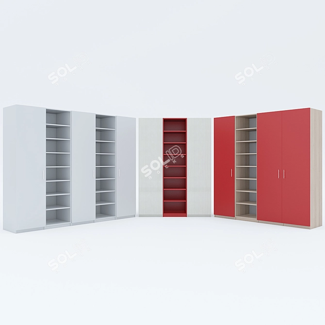 Modular Wardrobe and Bookshelf Set 3D model image 2