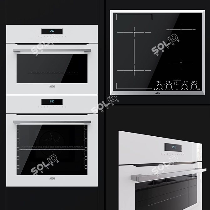 AEG BCR742350W: Efficient Cooking Delight 3D model image 1