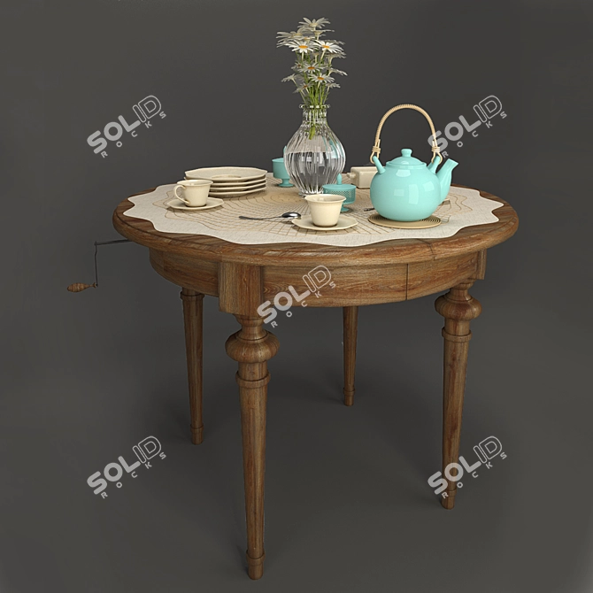 Vintage Dining Table Set 3D model image 1