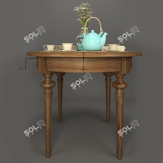 Vintage Dining Table Set 3D model image 2