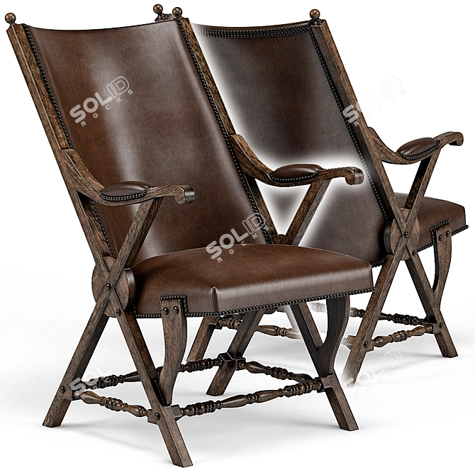 Vintage Observatory Hill Leather Chair 3D model image 1