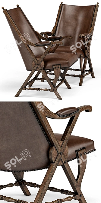 Vintage Observatory Hill Leather Chair 3D model image 2