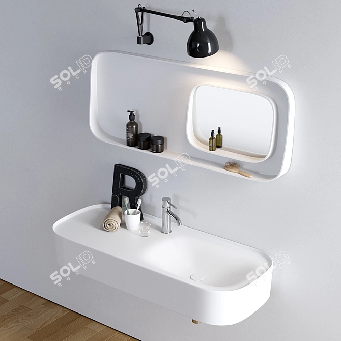 Elegant Corian Washbasin: Fonte 3D model image 1