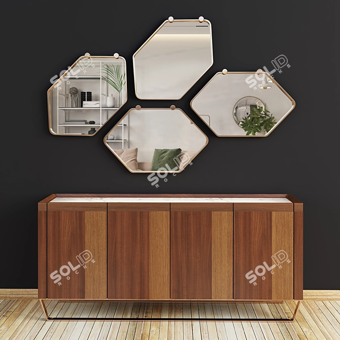 Modern Console Table Set 3D model image 1