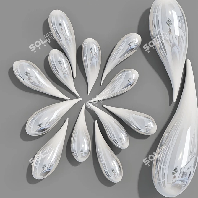 Handcrafted White Glass Splash 3D model image 1