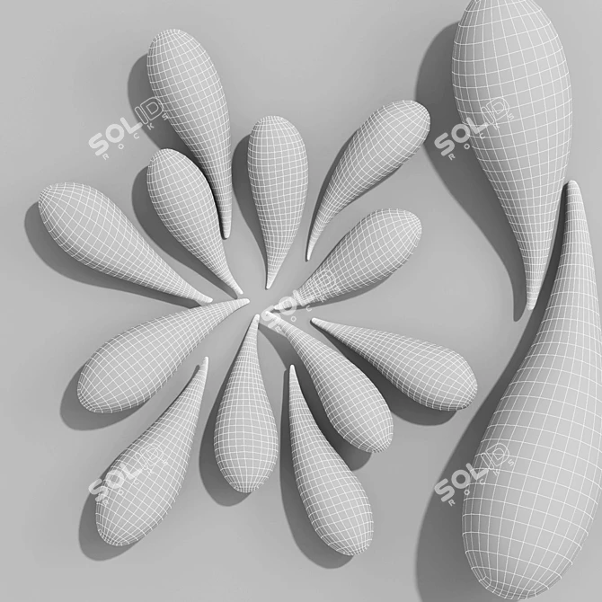 Handcrafted White Glass Splash 3D model image 3