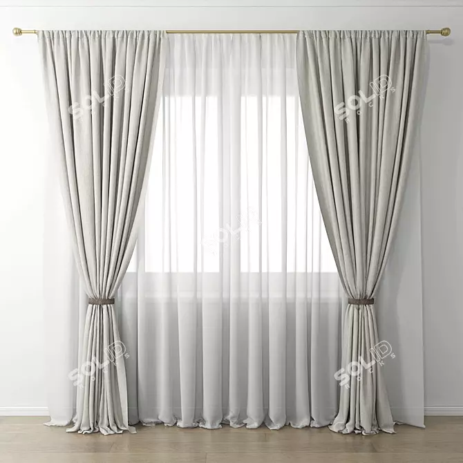 Elegant Window Drapes 3D model image 1