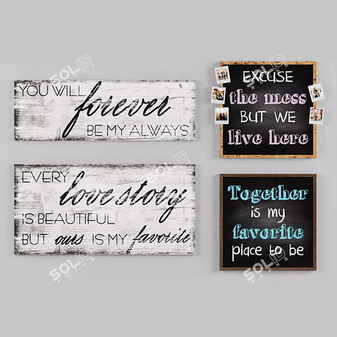 Wooden Text Picture | Family 3D model image 1