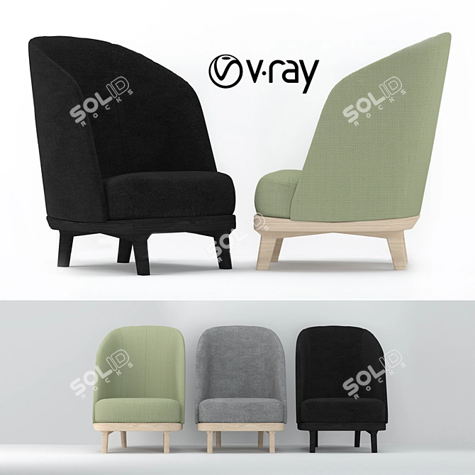 Cozy Leaf Armchair: Minimalistic Comfort 3D model image 1
