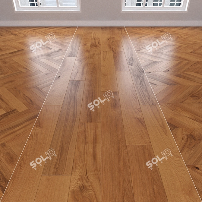 Honey Oak Parquet: Herringbone, Linear & Chevron 3D model image 1