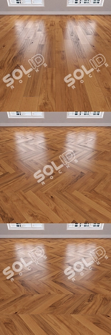 Honey Oak Parquet: Herringbone, Linear & Chevron 3D model image 2