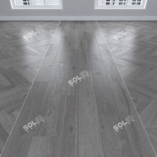 Graphite Oak Parquet: Herringbone, Linear & Chevron 3D model image 1