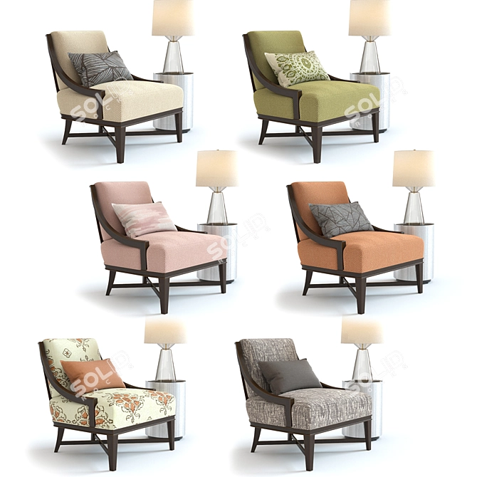 Baker Nob Hill Lounge Chair Set 3D model image 3