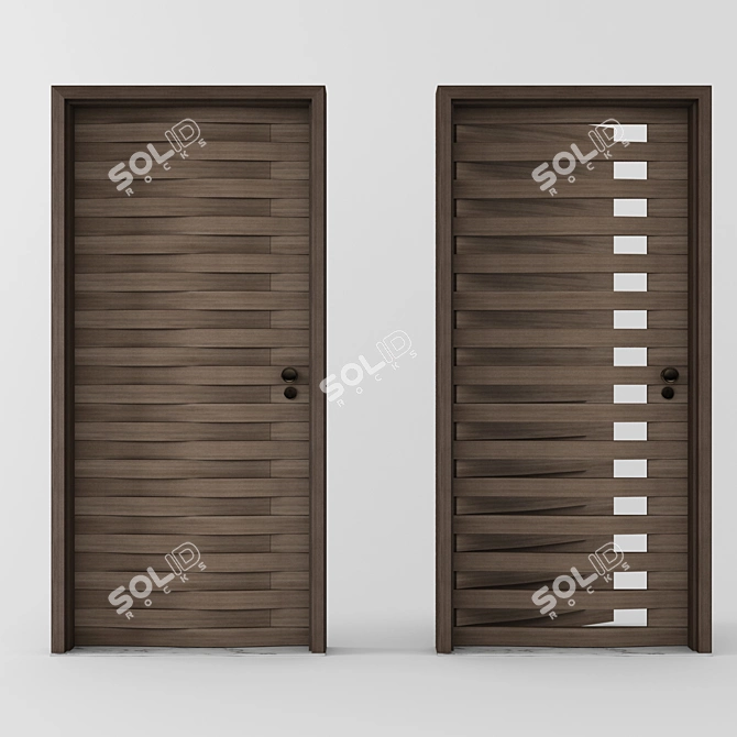 Modern 2 Panel Main Door 3D model image 1